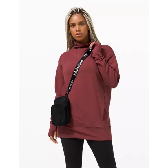 lululemon Warm Down Funnel Neck LS Pullover Sweatshirt Top Burgundy Size 6 - Picture 1 of 8